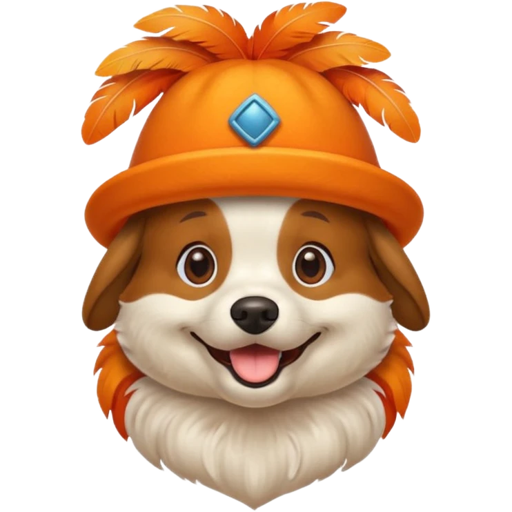dog with orange feathered hats emoji