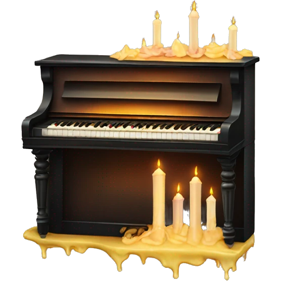 vintage piano with melted candles on top emoji