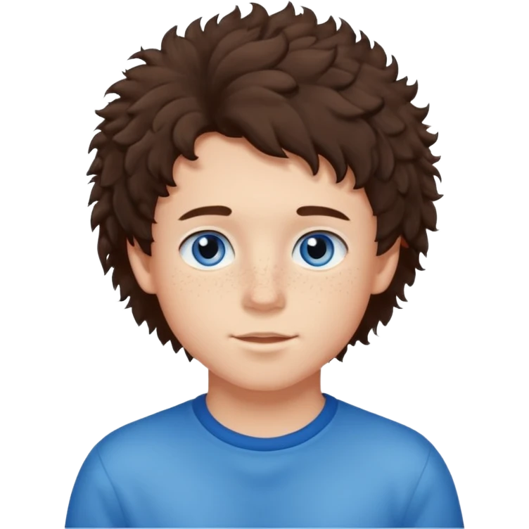cute brunnete boy with fluffy hair light skin and freckles emoji