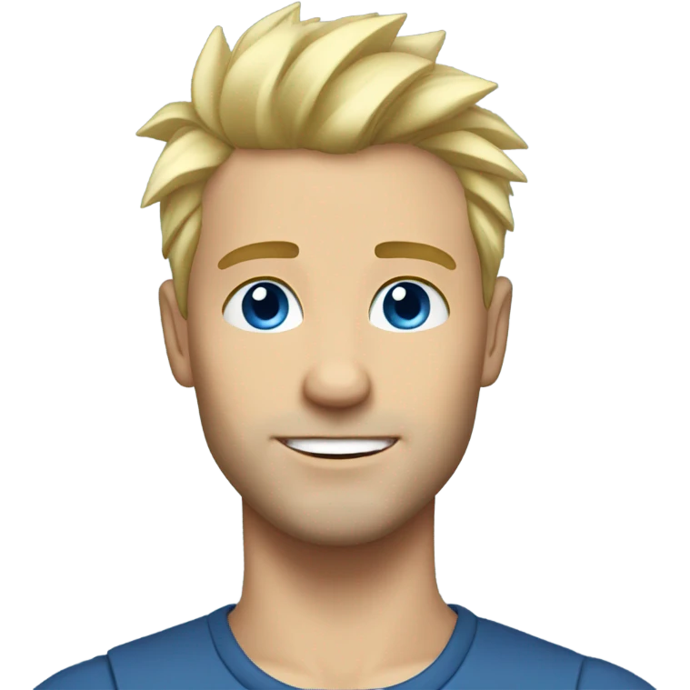 Handsome man, short spiked up hair, blonde hair, blue eyes emoji