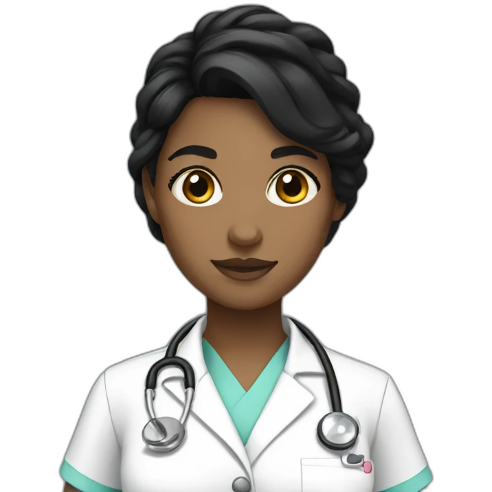 nurse white girl black hair emoji