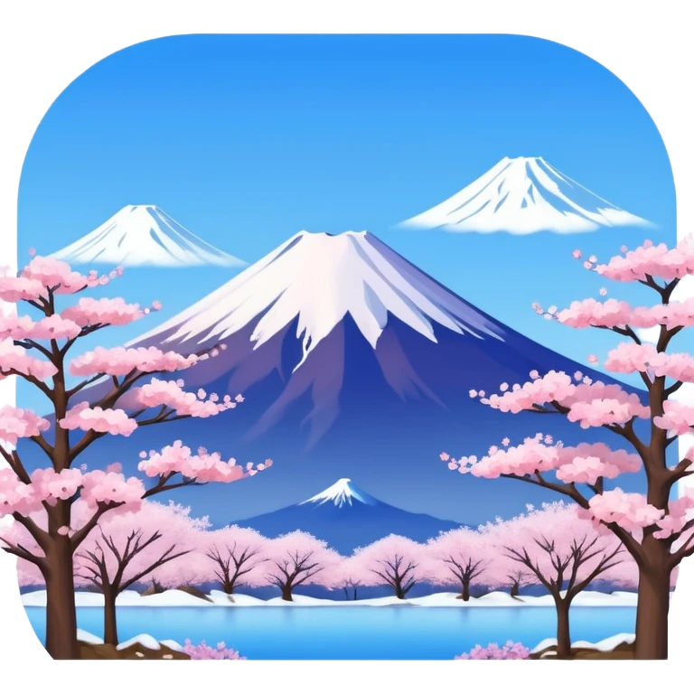 Cherry blossom scenery, Mount Fuji emoji