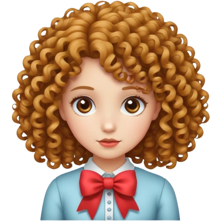 Curly hair girl with bow emoji