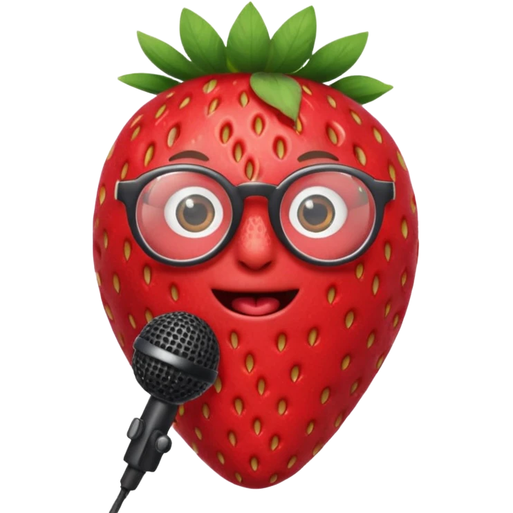strawberry be hand the mic with glasses  emoji