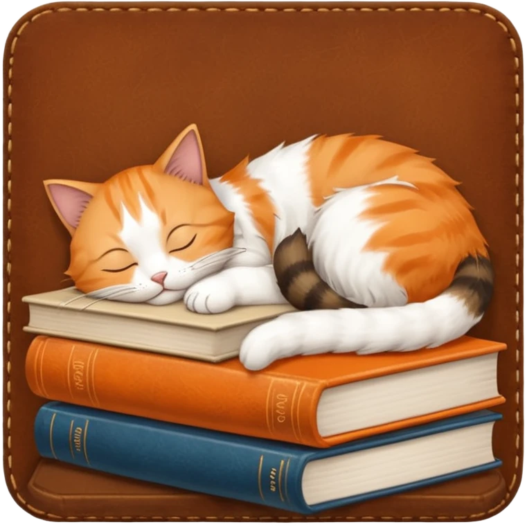 Cat sleeping on books emoji