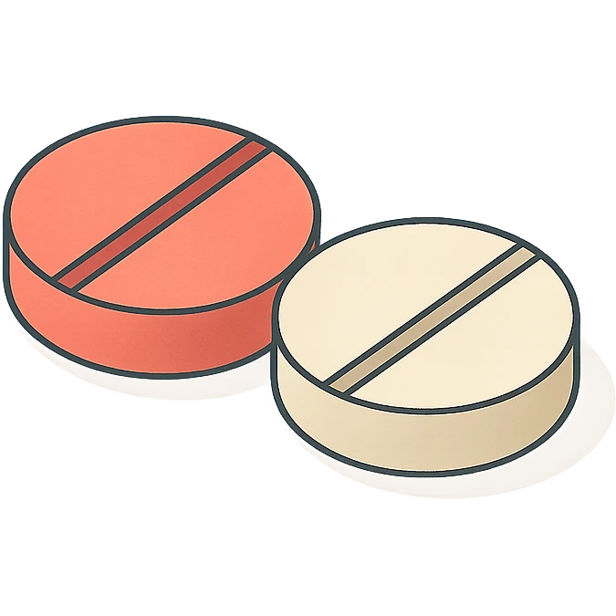 two round tablets side by side, 2D isometric style, minimalist background, detailed, soft shadows and highlights, transparent background emoji