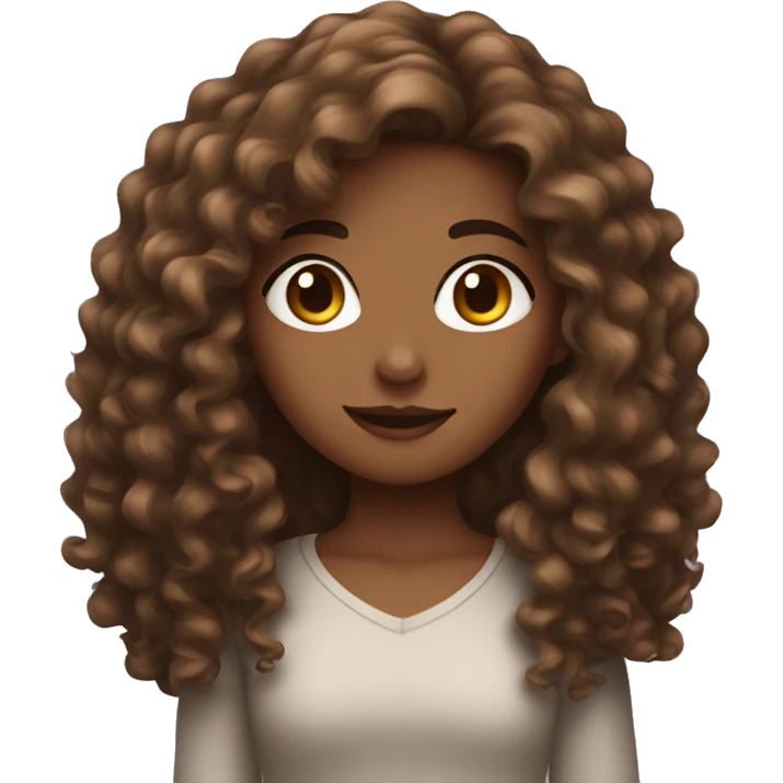 long browm curly hair girl emoji