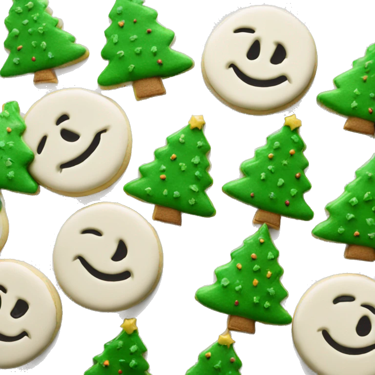 One round Pillsbury Christmas sugar cookie with a green Christmas tree in the middle only emoji