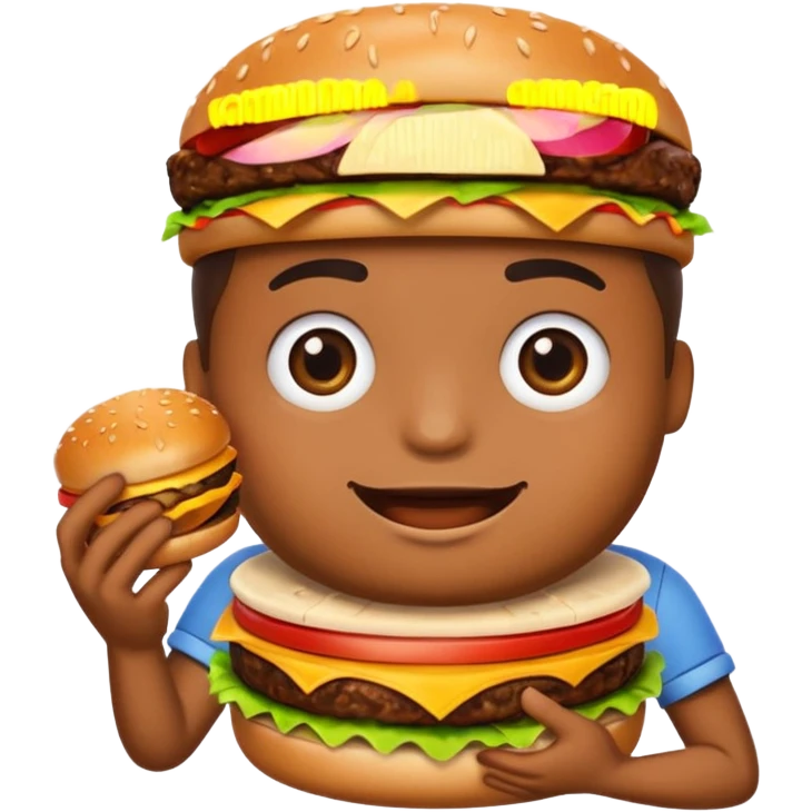pleading emoji holding burger emoji