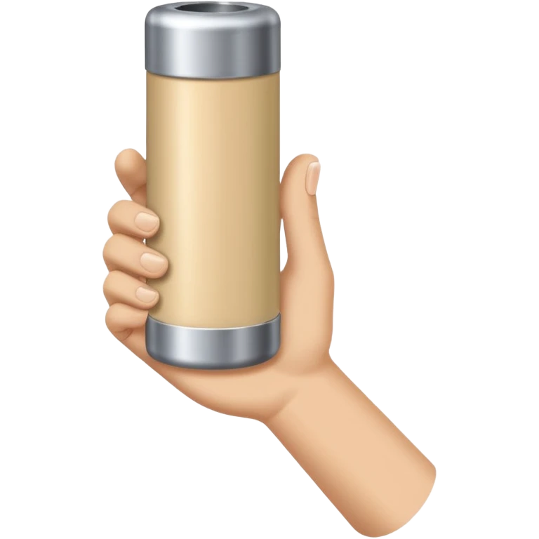 one single beige skin colored hand holding a cylindrical tube emoji