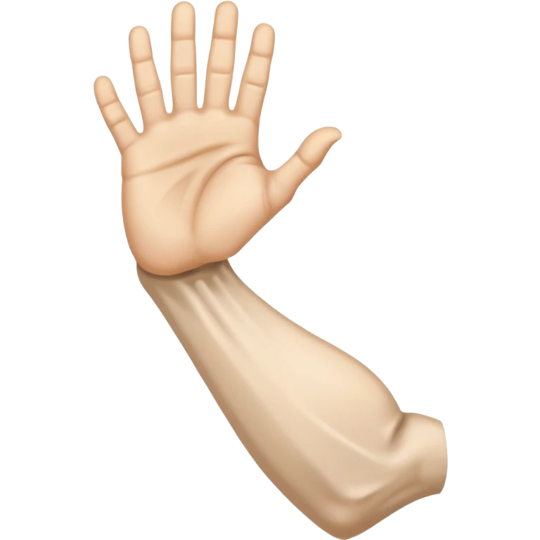 a weak, decrepit human arm and hand, limp and frail, in the style of the strong arm emoji emoji