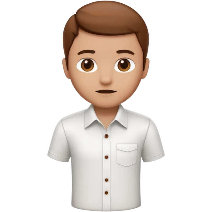 A 3D cartoon white shirt with a brown soil stain in the center, smooth fabric texture, bright lighting, realistic Memoji-style look. emoji