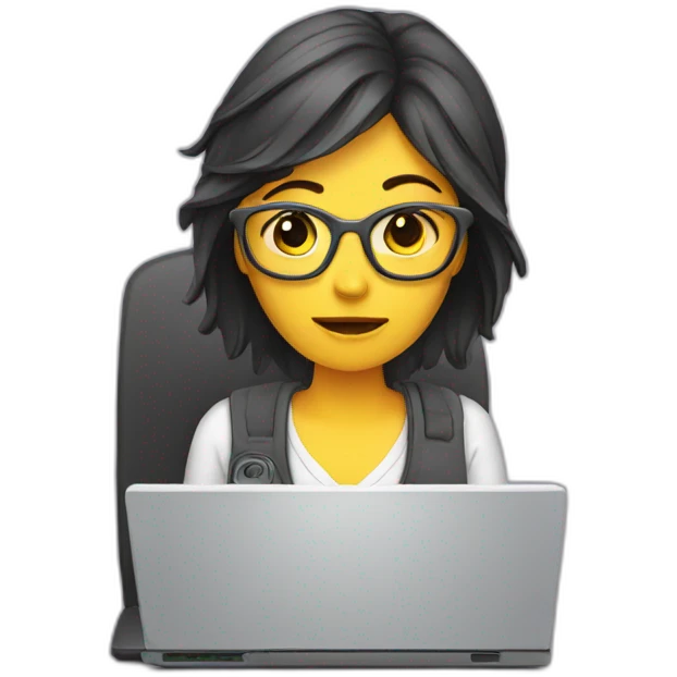 exhausted woman programmer with computer emoji