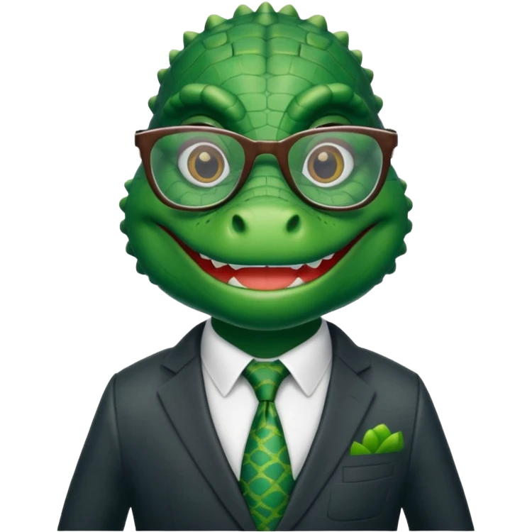 alligator with clothes and wearing glasses emoji