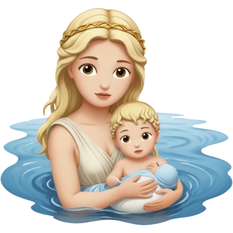 greek goddess dipping baby in river emoji