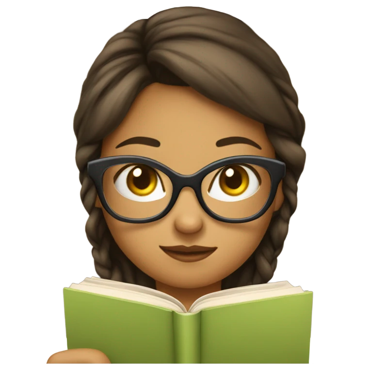 Girl with glasses Reading emoji