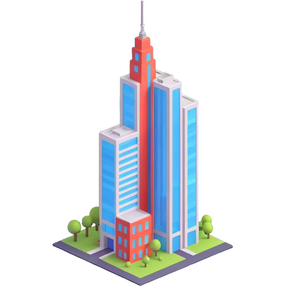 skyscraper in 3D emoji style emoji
