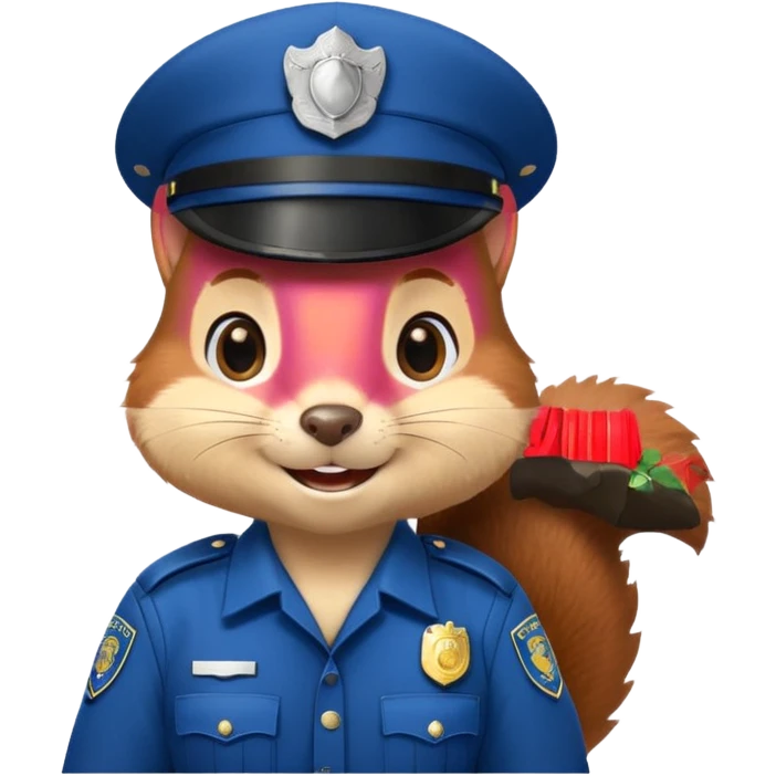 cute squirrel in police uniform emoji, police cap, smiling emoji