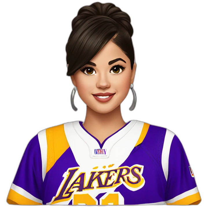 selena gomez wearing lakers jersey emoji