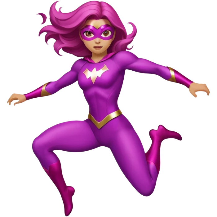 pink violet woman superhero jumping power emoji