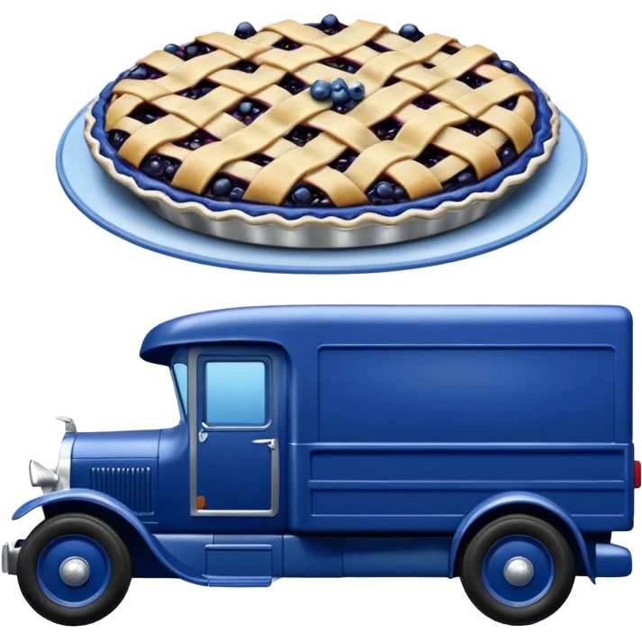 shiny crushed-dark-blue crystal body frozen blueberry pie 1912 antique long-wheelbase cab over durable trails low rider moving truck  emoji