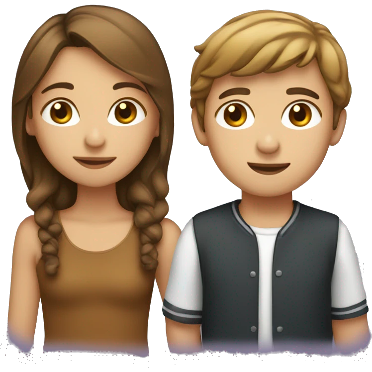 Boy with light brown hair kissing a girl whit brown hair  emoji