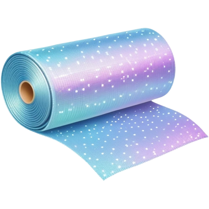 roll of fabric with sparkles and digital pattern, smart fabric, high-tech textile roll emoji