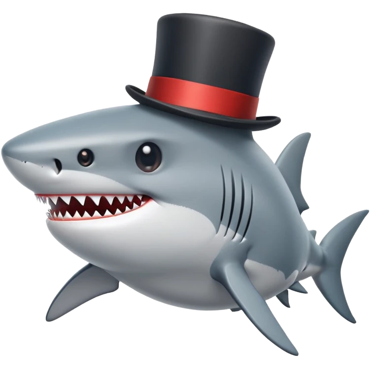 Shark with a top hat emoji