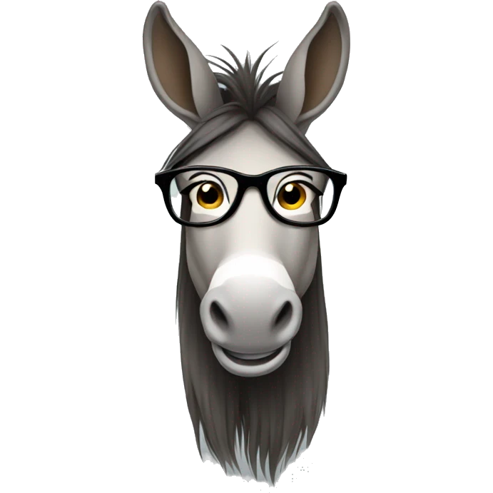 female donkey with glasses and long hair emoji