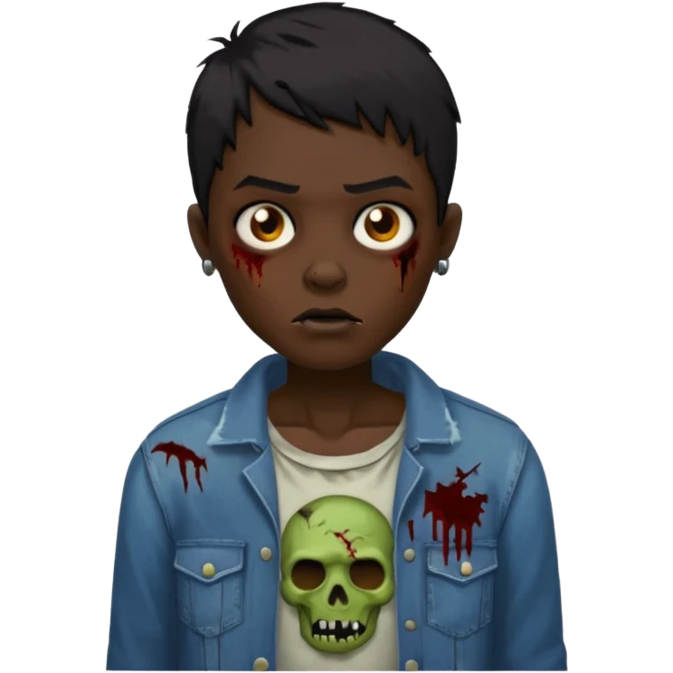 Uma zumbi de cabelo preto e curto emoji