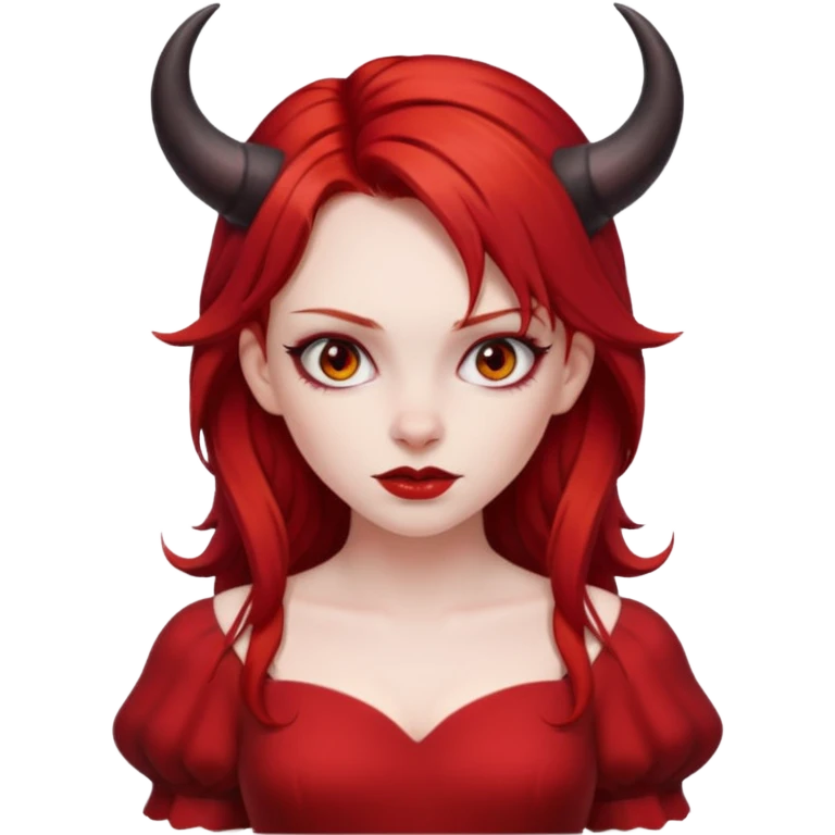 Red hair girl with evil horns and red dress emoji