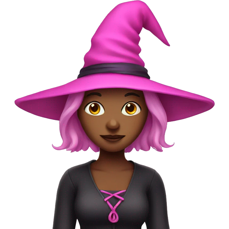 Witch wearing pink emoji