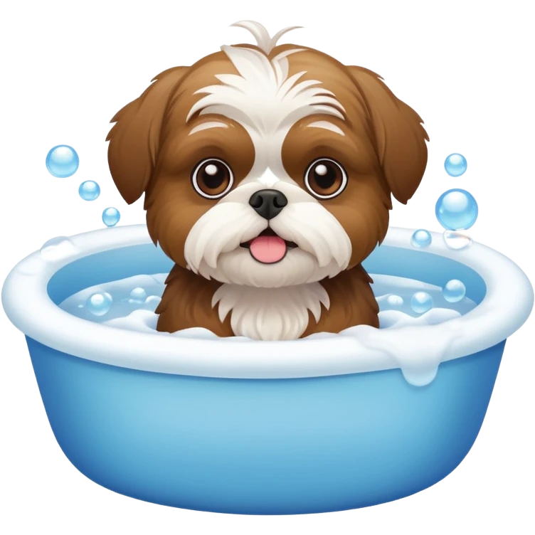 Shih tzu in bubble bath emoji
