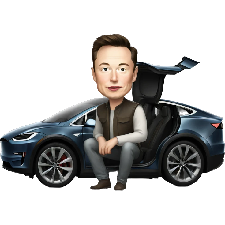 Elon musk in a Tesla  emoji