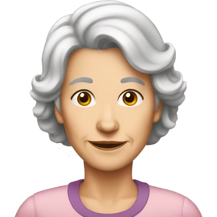 Old women with Dark brown hair and  emoji