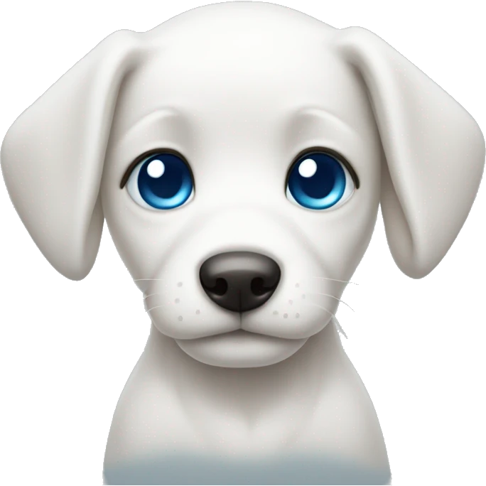 White puppy with long ears and blue eyes emoji