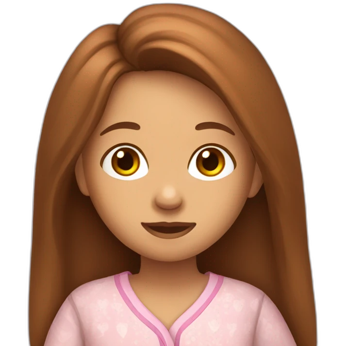 a girl with brown long hair in pijamas emoji