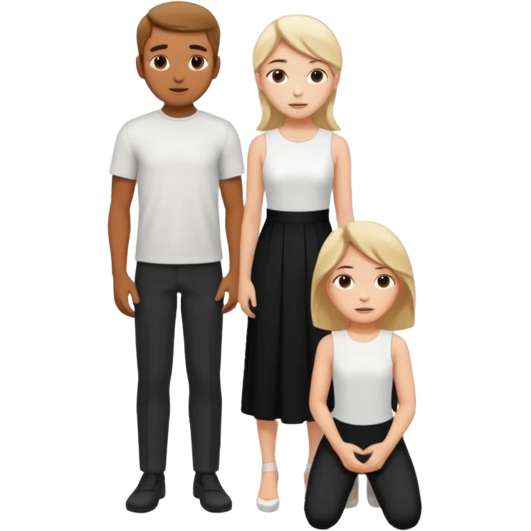 Girl on knees in front of standing man emoji