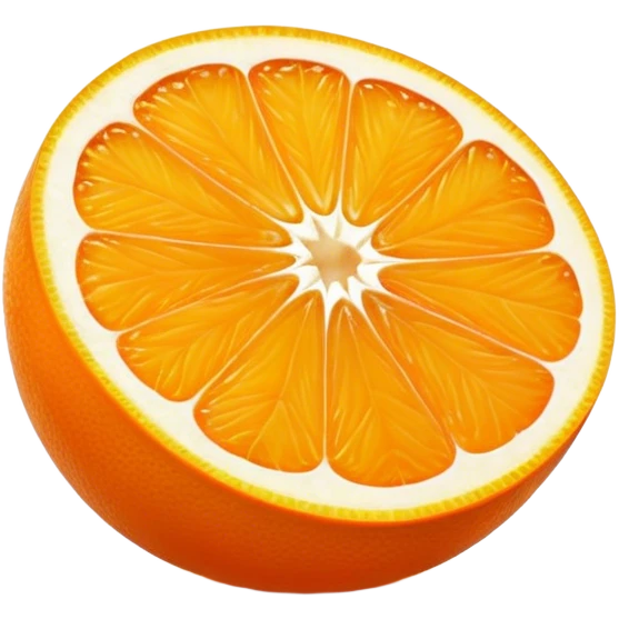 Cinematic juicy orange, sliced open to reveal glistening, bright citrus flesh, soft golden highlights, fresh and refreshing, natural and vibrant. emoji