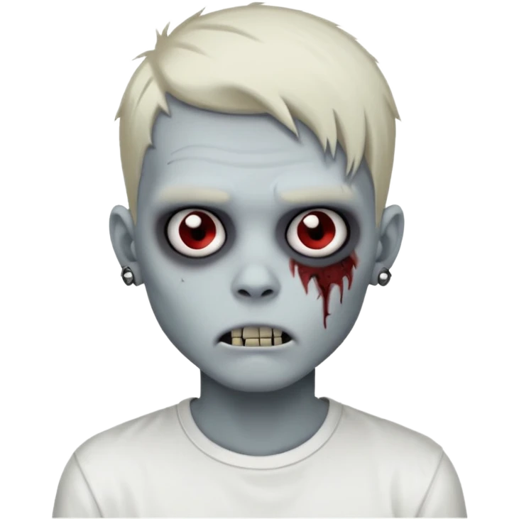 zombie boy with emo hair piercings and white shirt emoji