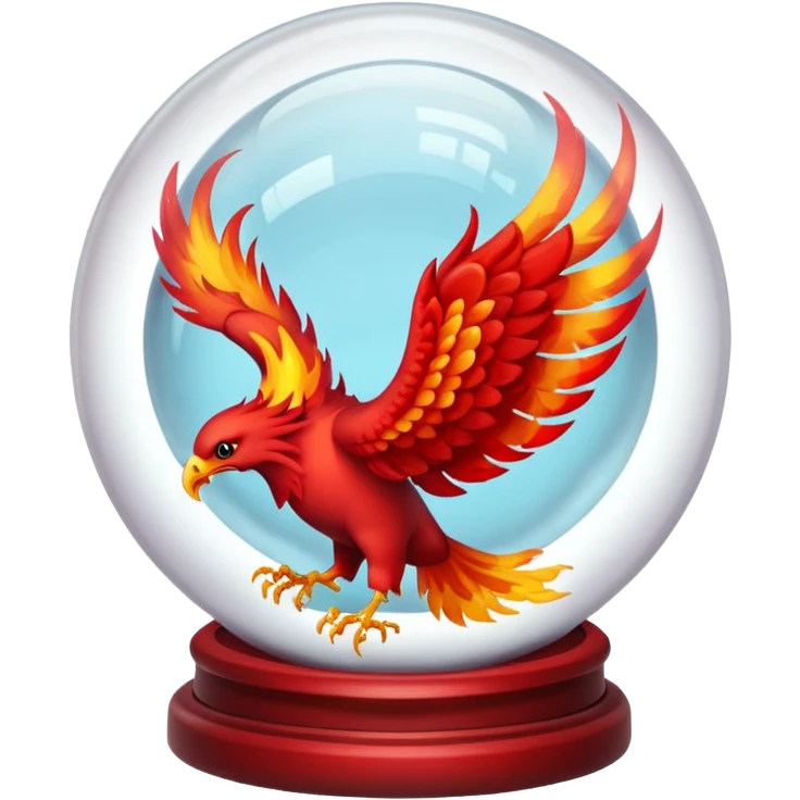 A red fiery phoenix inside a transparent crystal ball with no stand emoji