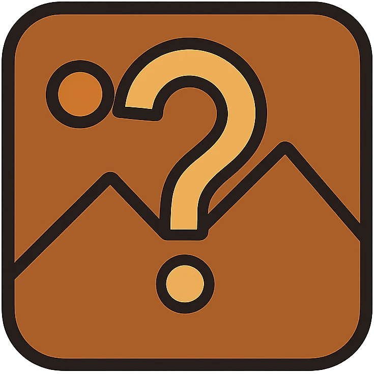 minimal icon style image placeholder emoji, brown color, large question mark overlay emoji