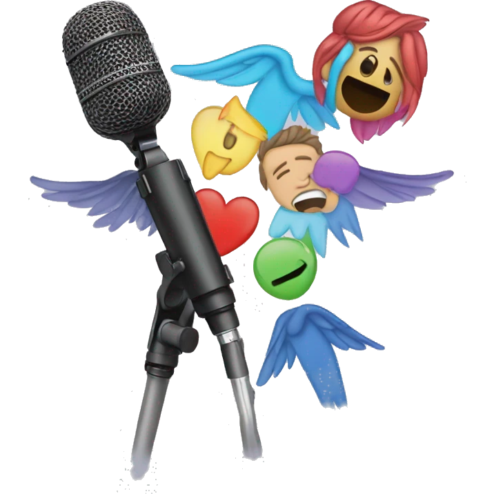 One direction microphone colors as emojis with wings around Liam’s  emoji