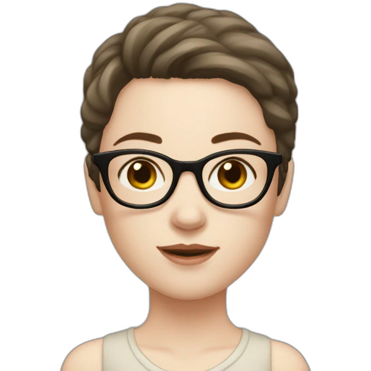 Girl with pale skin, short dark brown hair, glasses, ajd freckles  emoji