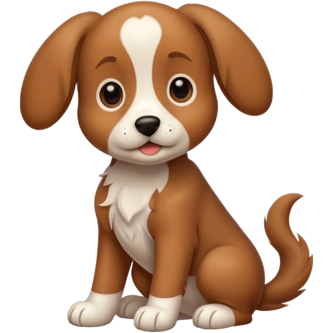 playful 1-year-old puppy with floppy ears and wagging tail emoji