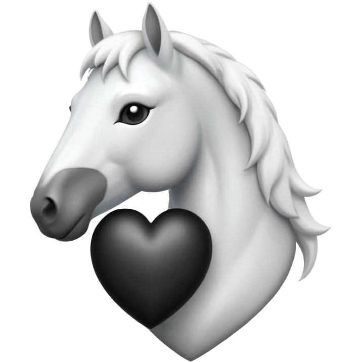 White Horse centered within a black heart emoji emoji