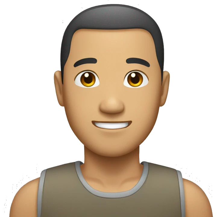 an asian guy with a buzz cut, a tan skin, tall emoji