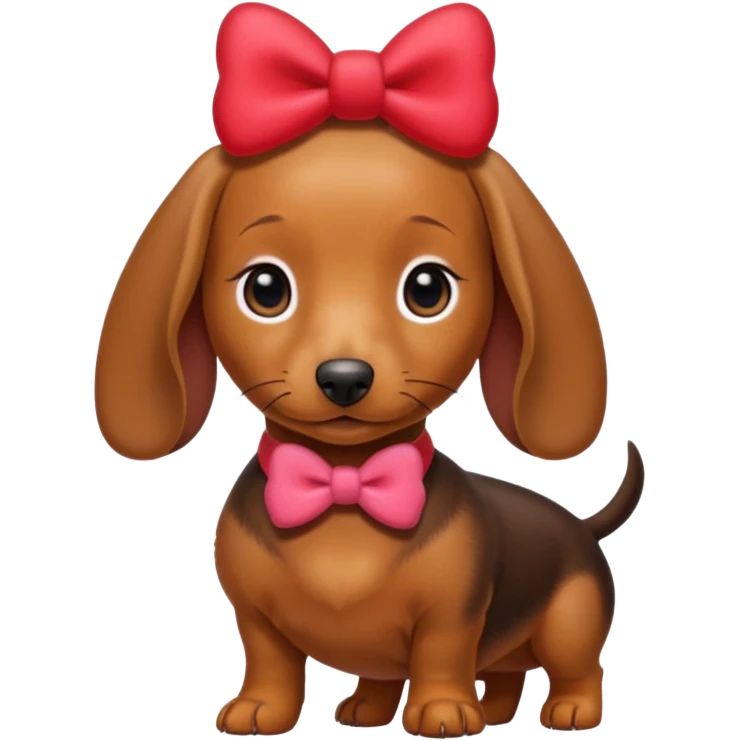 Female Dachshund with red hello kitty bow emoji