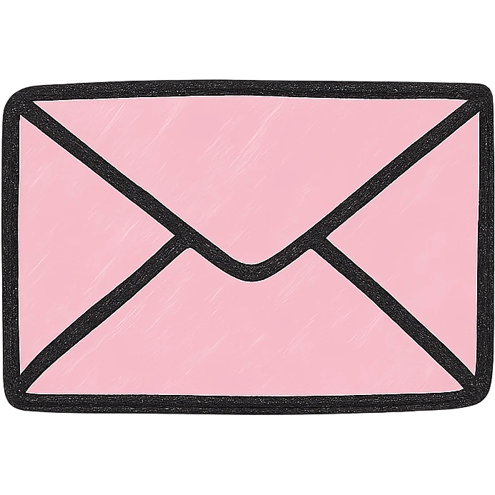 hand drawn outlined icon of a pink envelope, no fill, transparent background, thick lines emoji