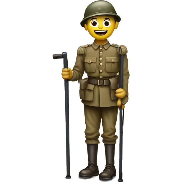 disabled ww1 soldie with amputation on crutches emoji
